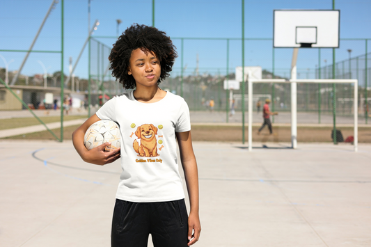 golden retriever white tshirt casual streetwear dog owner shirt