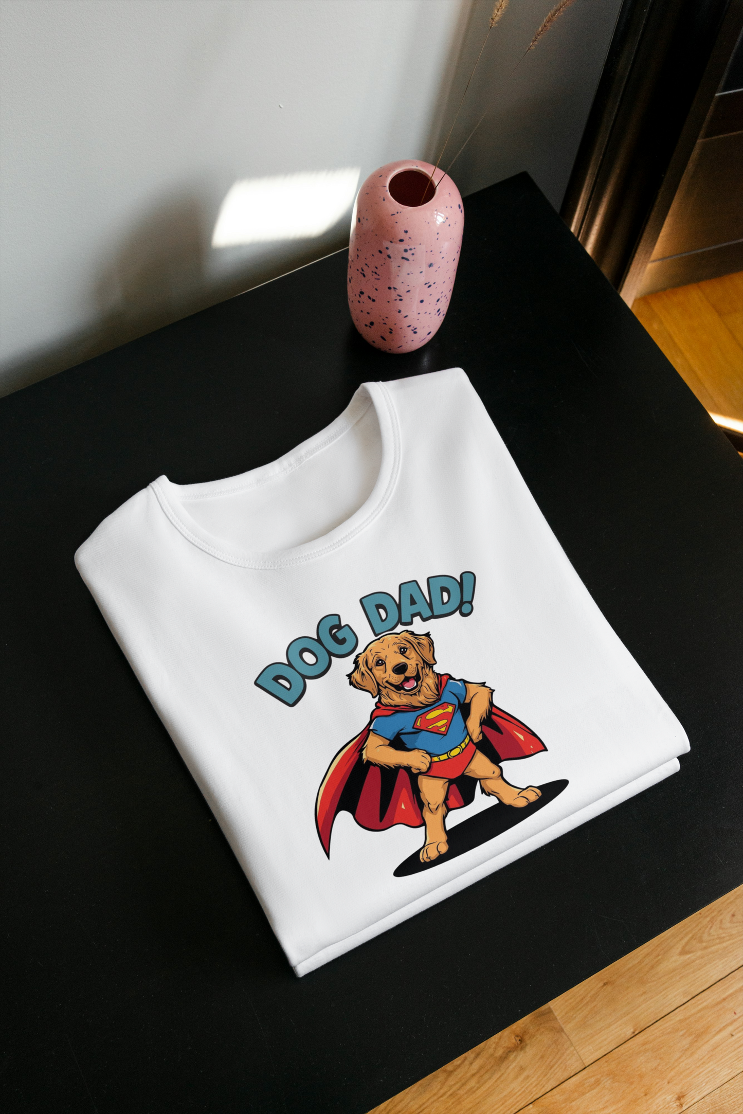 Golden Retriever “Dog Dad” Superhero T-Shirt – Funny Superman-Style Tee for Proud Dog Dads