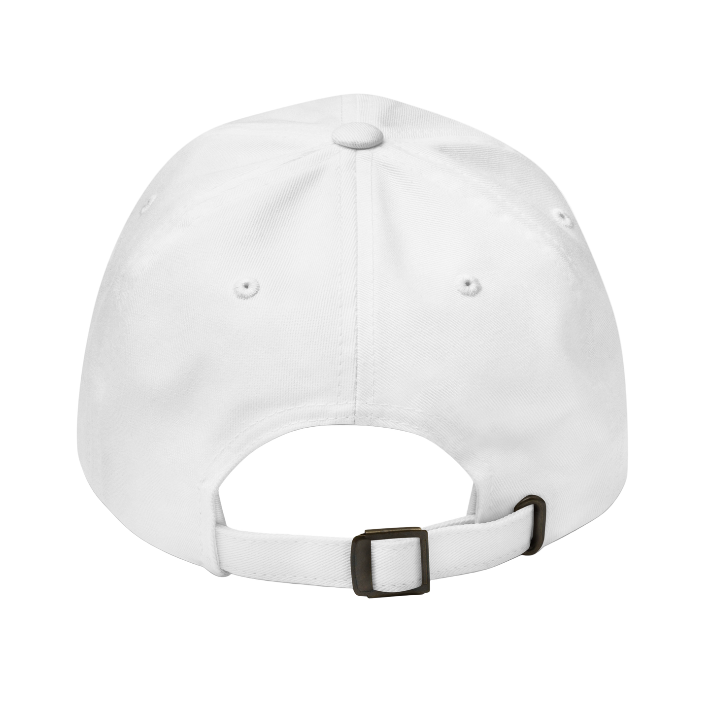 White baseball cap with a gray patch on a white background