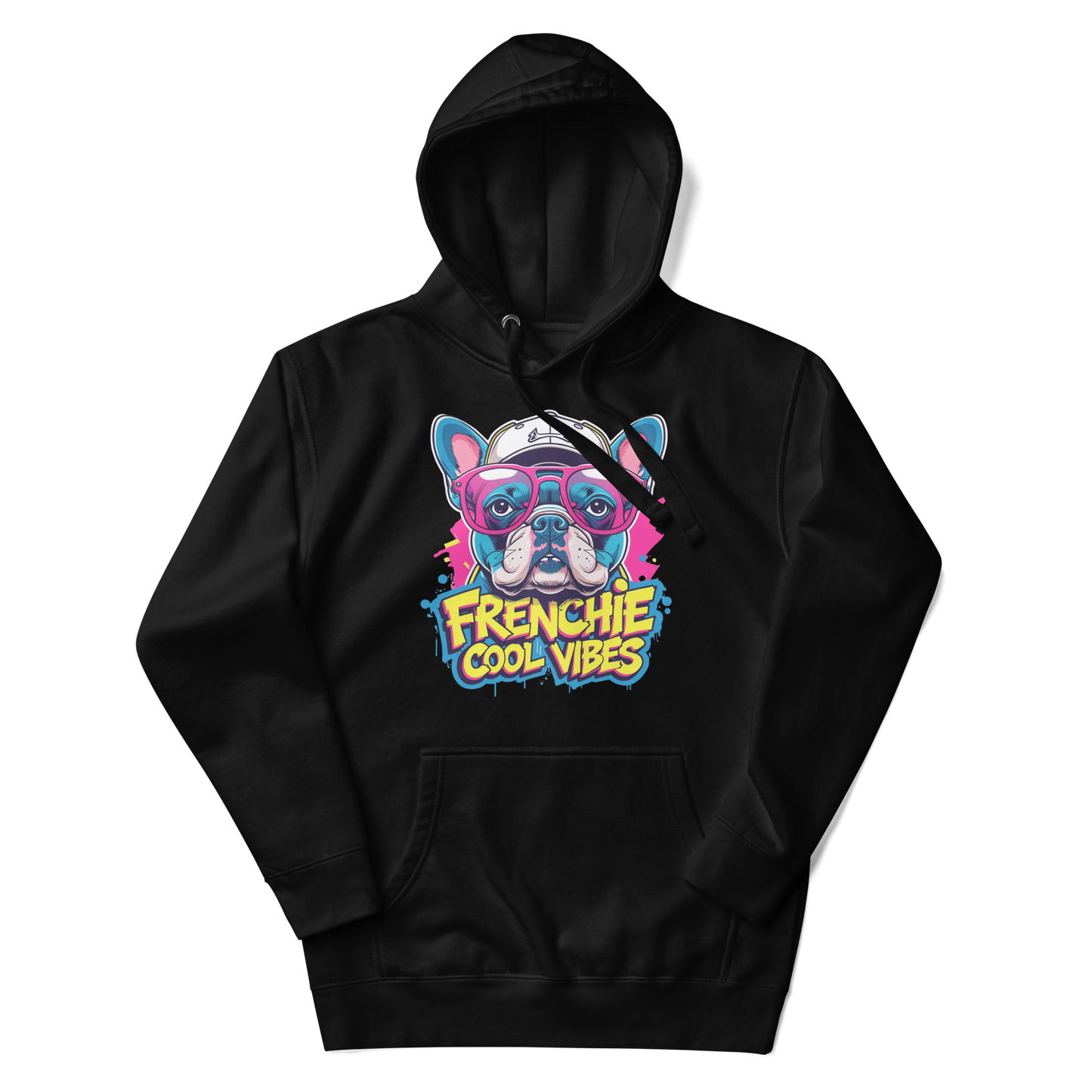 French Bulldog Hoodie – “Frenchie Cool Vibes” Funny Cartoon Design, Dog Lover Sweatshirt