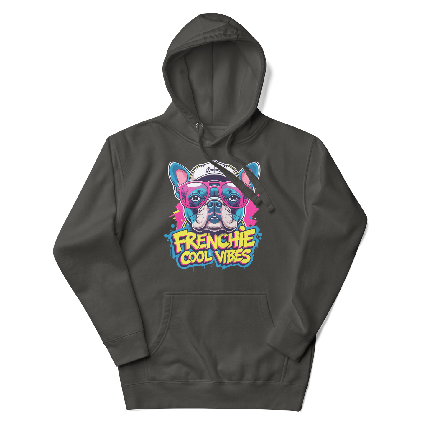 French Bulldog Hoodie – “Frenchie Cool Vibes” Funny Cartoon Design, Dog Lover Sweatshirt