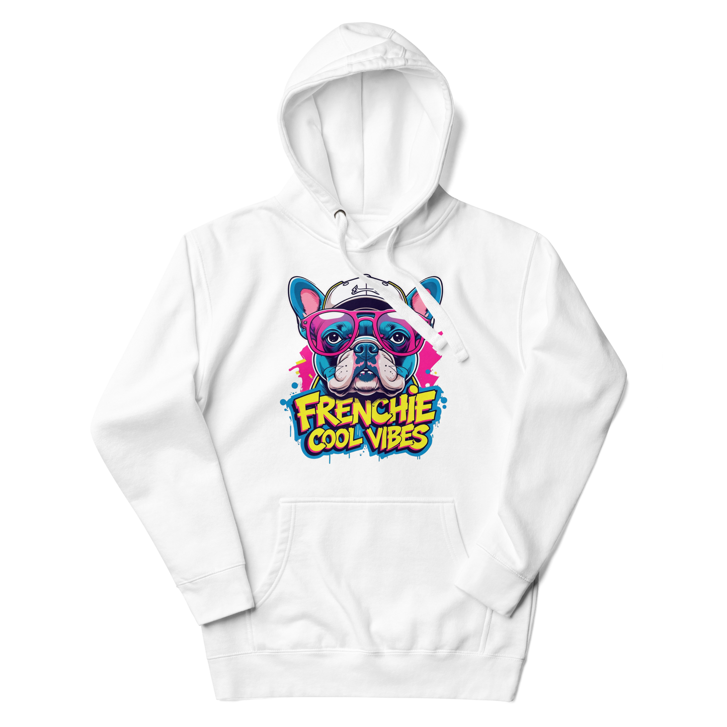 French Bulldog Hoodie – “Frenchie Cool Vibes” Funny Cartoon Design, Dog Lover Sweatshirt