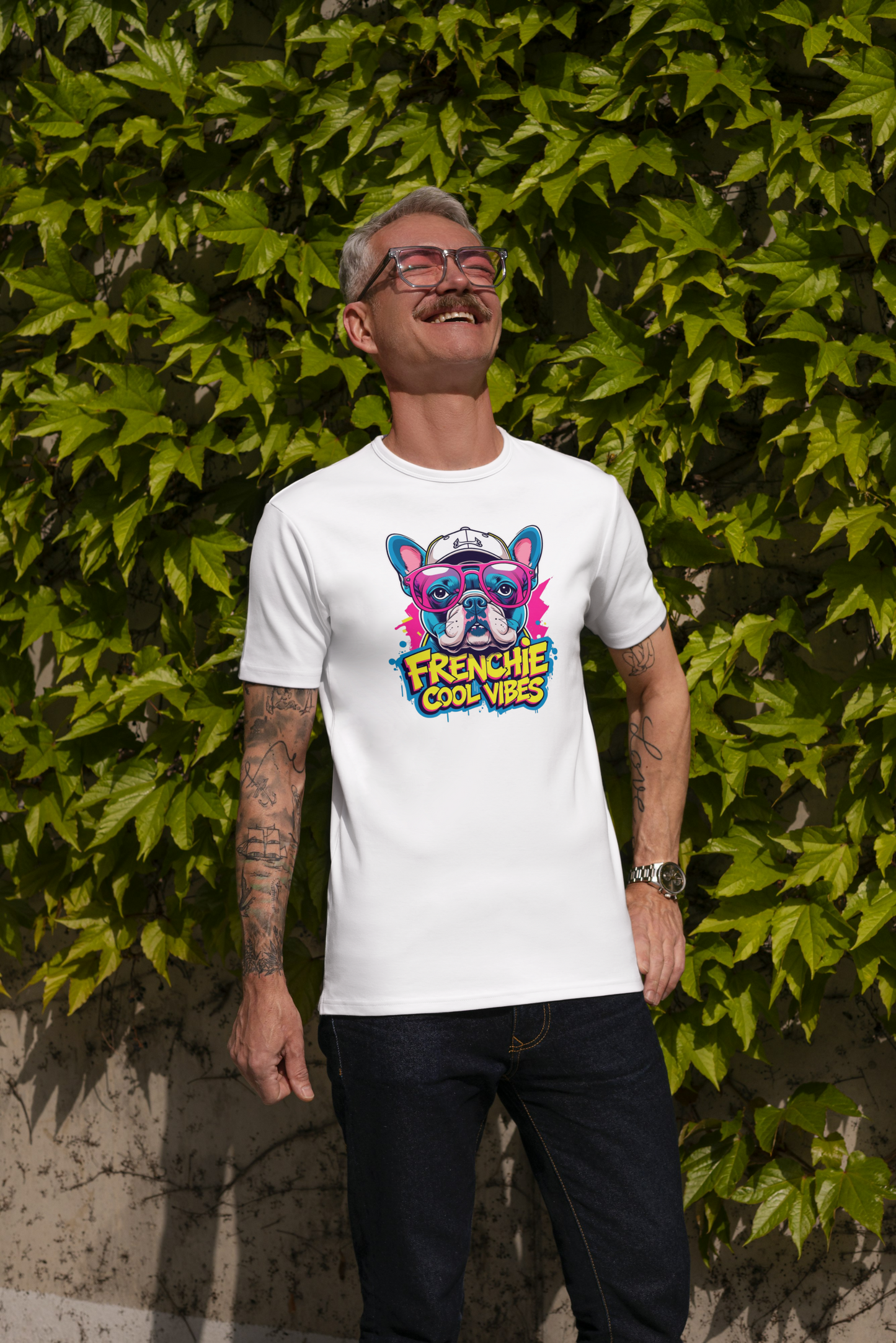 French Bulldog T-Shirt – “Frenchie Cool Vibes” Cartoon Design, Funny Dog Lover Tee