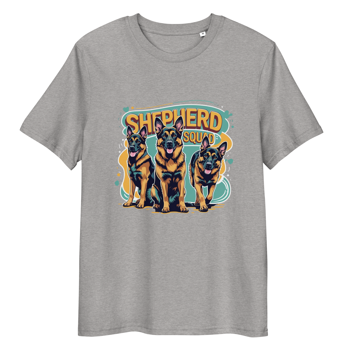 Light Gray t-shirt with 'Shepherd Squad' graphic featuring three dogs on a white background