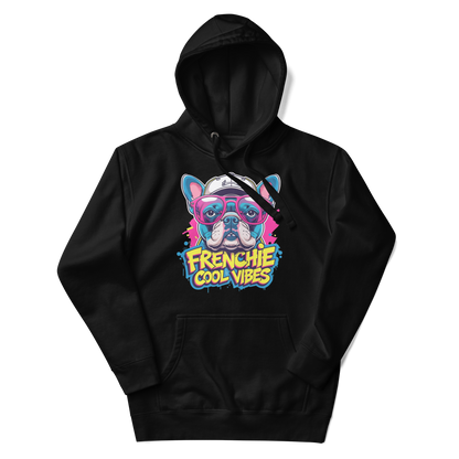 French Bulldog Hoodie – “Frenchie Cool Vibes” Funny Cartoon Design, Dog Lover Sweatshirt