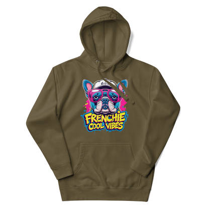 French Bulldog Hoodie – “Frenchie Cool Vibes” Funny Cartoon Design, Dog Lover Sweatshirt