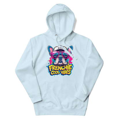 French Bulldog Hoodie – “Frenchie Cool Vibes” Funny Cartoon Design, Dog Lover Sweatshirt