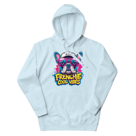 French Bulldog Hoodie – “Frenchie Cool Vibes” Funny Cartoon Design, Dog Lover Sweatshirt