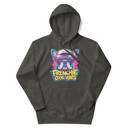 French Bulldog Hoodie – “Frenchie Cool Vibes” Funny Cartoon Design, Dog Lover Sweatshirt